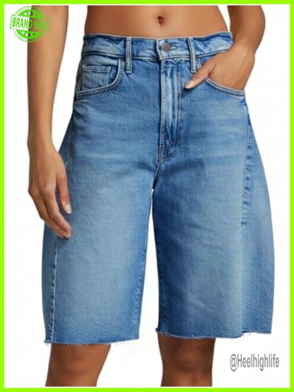 Cicy Bell High Waisted Wide Leg Bermuda Jean Shorts Summer Baggy Denim